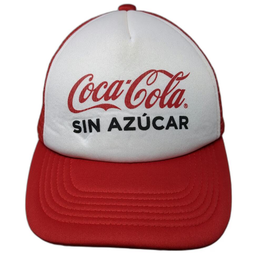 Coca-Cola Trucker Hat Red One Size Sin Azucar Mesh Back Snapback Polyester